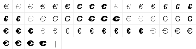 EuroSansEF Two  glyph index