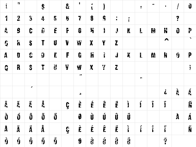 Viva Allende Regular  glyph index