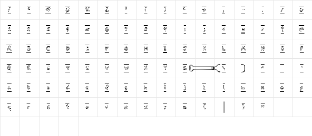 LD Canoe Paddle Regular  glyph index