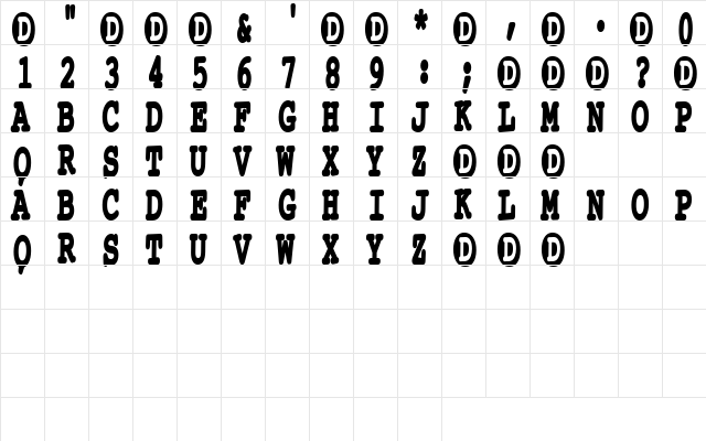 Receptionist Regular  glyph index