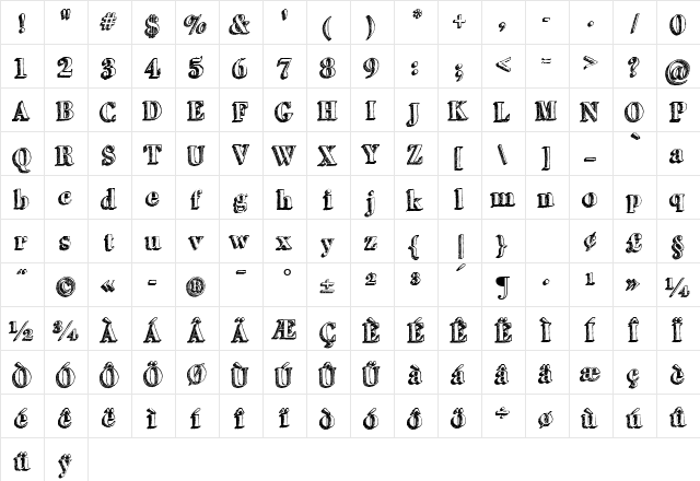 GrutchShaded Regular  glyph index