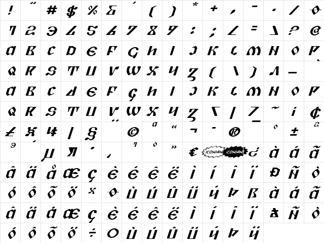 Piper Pie ExpItal ExpItal  glyph index