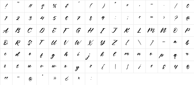 Keith Gordon Regular  glyph index