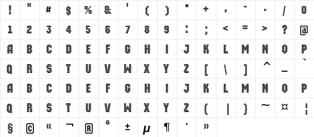 a_MachinaOrtoMr Regular  glyph index