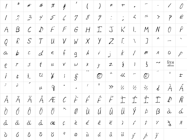LEHN081 Regular  glyph index