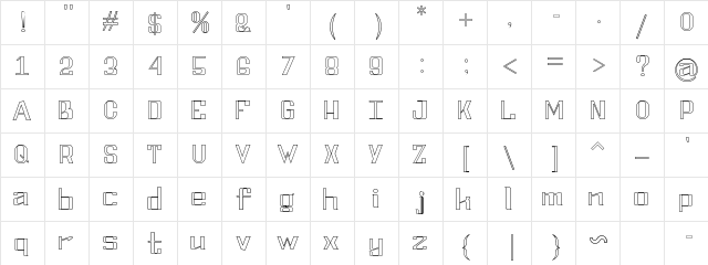 SWEET Regular  glyph index