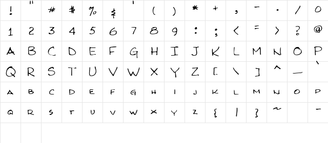 Page Regular  glyph index
