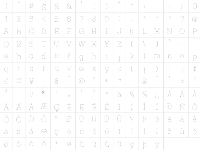 Austral Slab Maplines Light  glyph index