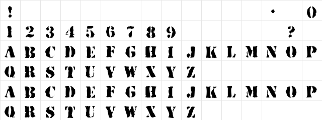Cut Out Regular  glyph index