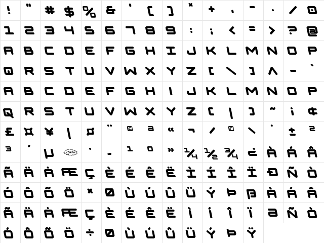 NGC 292 Semi-Leftalic Regular  glyph index