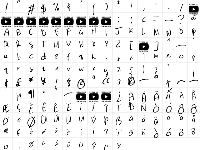 Gizmo Pencil Personal Use Regular  glyph index