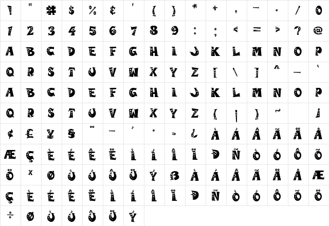 Kiddie Love Regular  glyph index