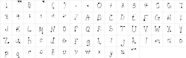 Teen Crush Light  glyph index
