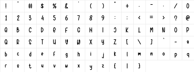 Sweet Cherry Regular  glyph index