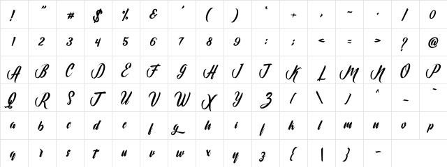 Cuttering Regular  glyph index