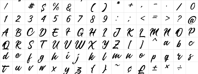 Carios Regular  glyph index