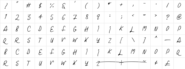 Christmas Curls Regular  glyph index
