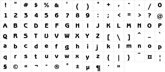 BenguiatGothicHeavyC Bold  glyph index