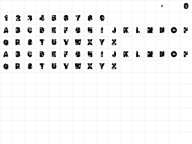 Chozy mermaid Regular  glyph index