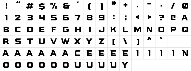 Poggers Bold  glyph index