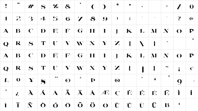 Lafitte Regular  glyph index