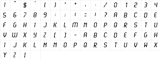 LCD Bold  glyph index