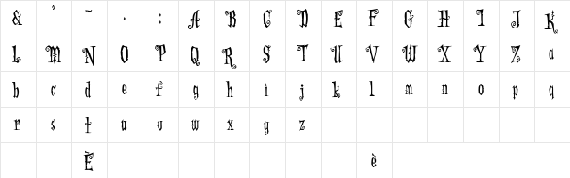 Addams AltogetherOoky  glyph index