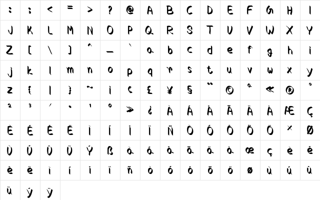 Crocus Regular  glyph index