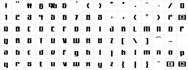 WorkingMan Extended Regular  glyph index