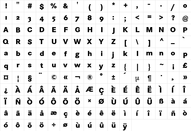 Corporate S Expert BQ Regular  glyph index