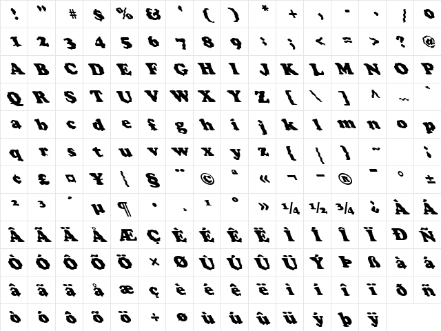 FZ ROMAN 4 WAVEY LEFTY Normal  glyph index
