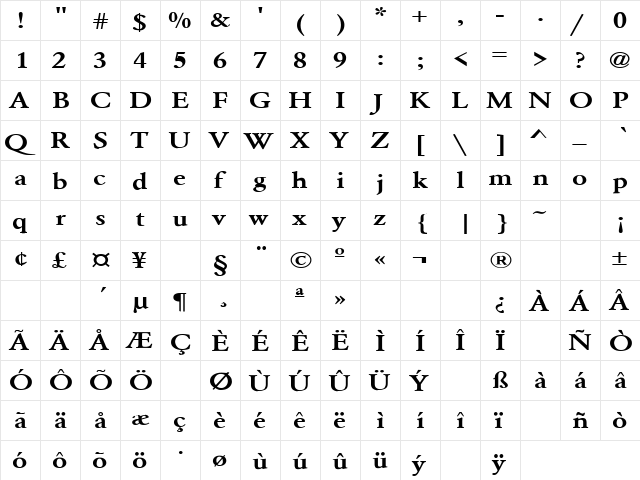 Ummama 8 Regular  glyph index