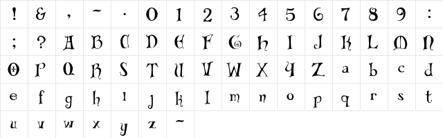 Bibliotheque Regular  glyph index