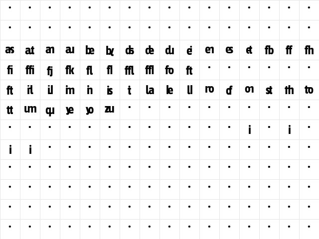 GovanTwo-Ligature Regular  glyph index