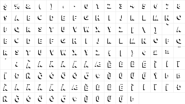 hustle 1 Regular  glyph index