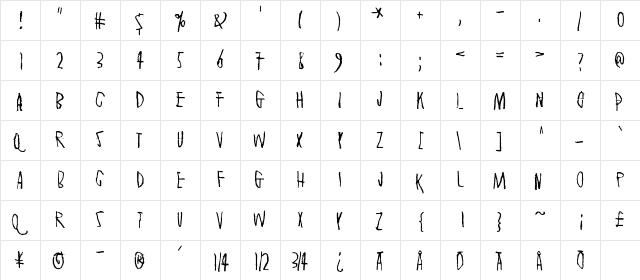 Secretly wishing for rain Regular  glyph index