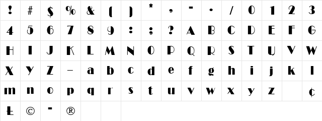 DALIAN Regular  glyph index