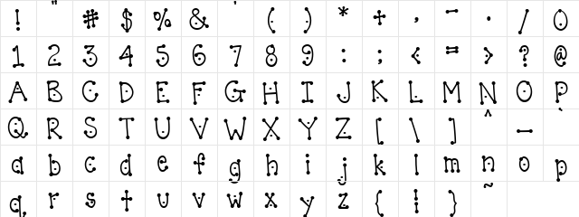 Accent Dot Lots Regular  glyph index