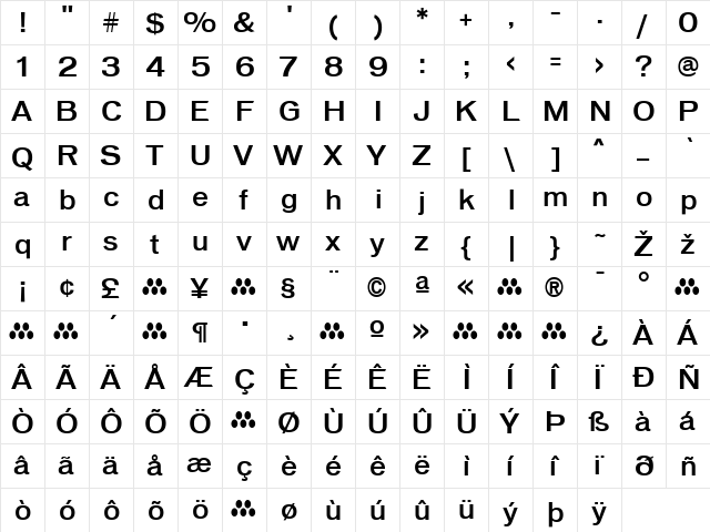 Vonnes Regular  glyph index