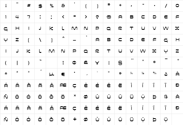 Futurespore Regular  glyph index