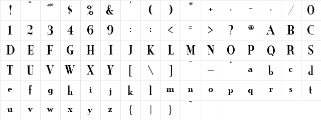 Dogs War 1 Regular  glyph index