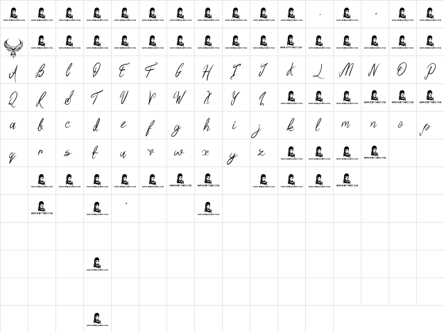 Regal Eagle Regular  glyph index