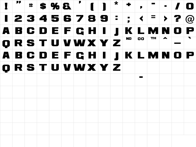 Ash Regular  glyph index