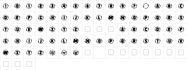 Strongarm Caps Regular  glyph index