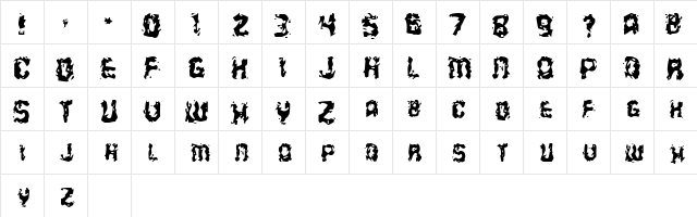 Stab Wound Regular  glyph index