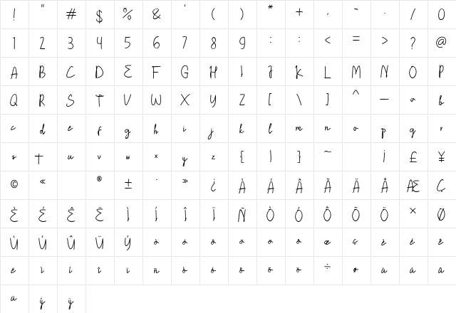 Archestra Regular  glyph index