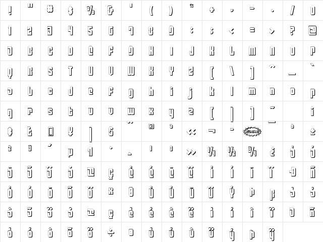 Philadelphia 3D 3D  glyph index