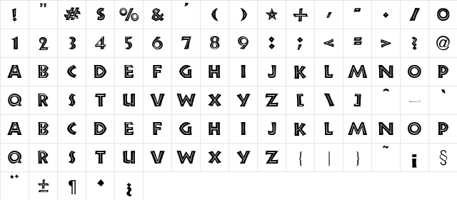 NewLandInline Medium  glyph index