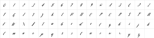 handlove Regular  glyph index