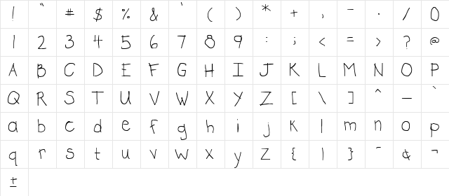 2Peas Kindergarten Regular  glyph index